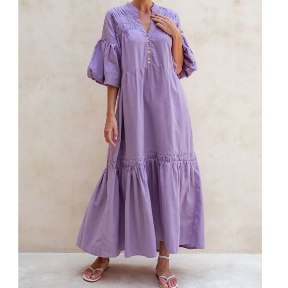 Elf Handmade linen Oleana maxi dress, SZ S (fits like a M/L), NWOT - Picture 1 of 8